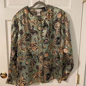 Martinique Blouse Green brown and pink